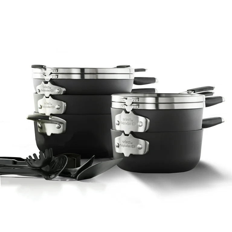Select by Calphalon Space-Saving AquaShield Nonstick 14-Piece Cookware Set | Walmart (US)