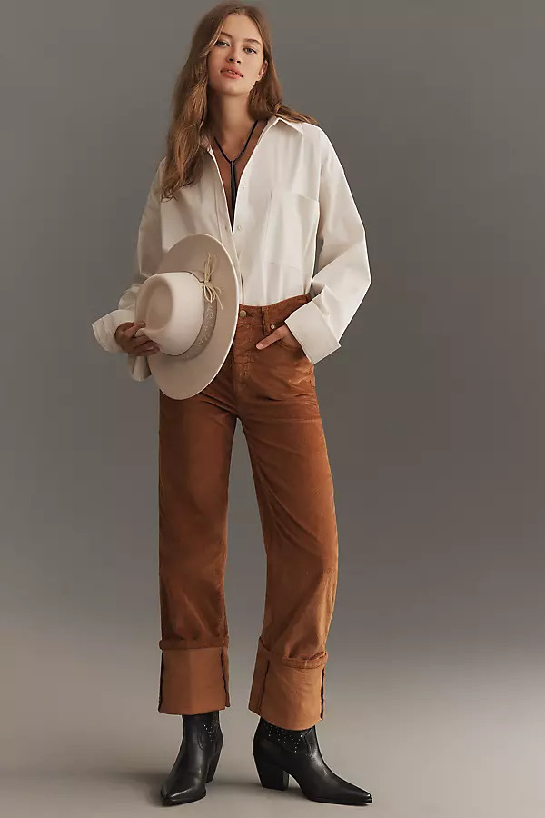 The Scotty Cuffed High-Rise Straight-Leg Jeans by Pilcro: Corduroy Edition | Anthropologie (US)