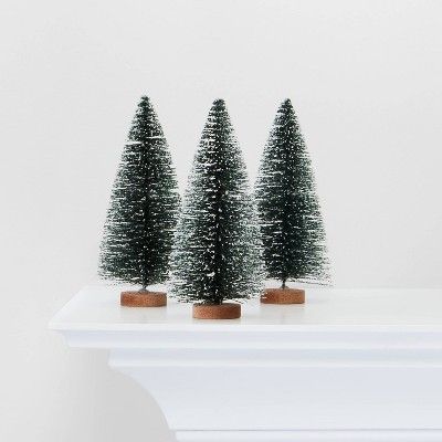 3pc Bottlebrush Trees Decorative Figurines Green - Wondershop™ | Target