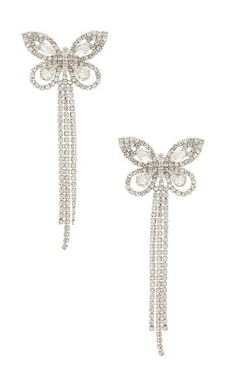Dangle Butterlfly Earrings in Silver | Revolve Clothing (Global)