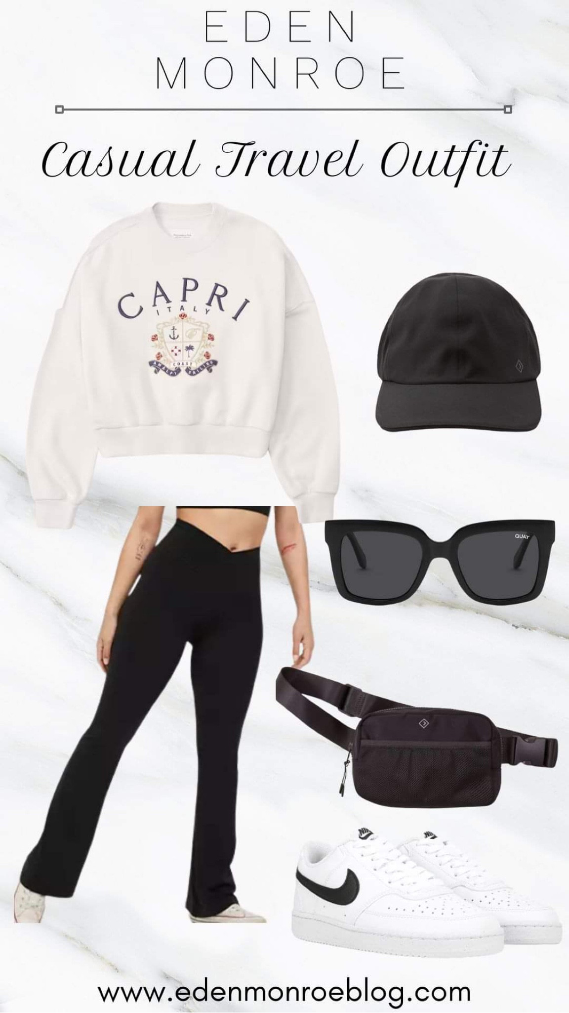Casual travel outfit

Aerie flare leggings, yoga pants, flare pants, leggings, crossbody bag, belt bag, black and white outfit, quay sunglasses, oversized sunglasses, airport outfit, vacation outfit, travel outfit, black hat, baseball cap, nike, nike sneakers, black and white sneakers, sweatshirt, midsize, plus size

#LTKtravel #LTKcurves #LTKshoecrush