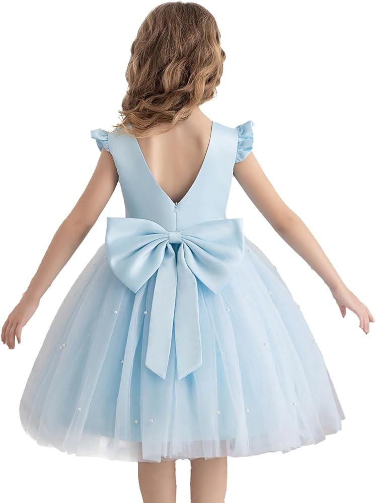 Flower Girl Dress Wedding Guest Ruffle Tulle Satin Party Birthday Princess Dresses Pageant Gown K... | Amazon (US)