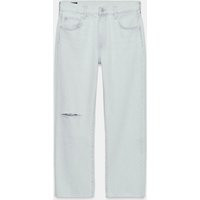 Zara - Zw Collection Mid-Rise Ripped Straight Leg Jeans - Light Blue - 25 (Us 0) - Woman | Zara US