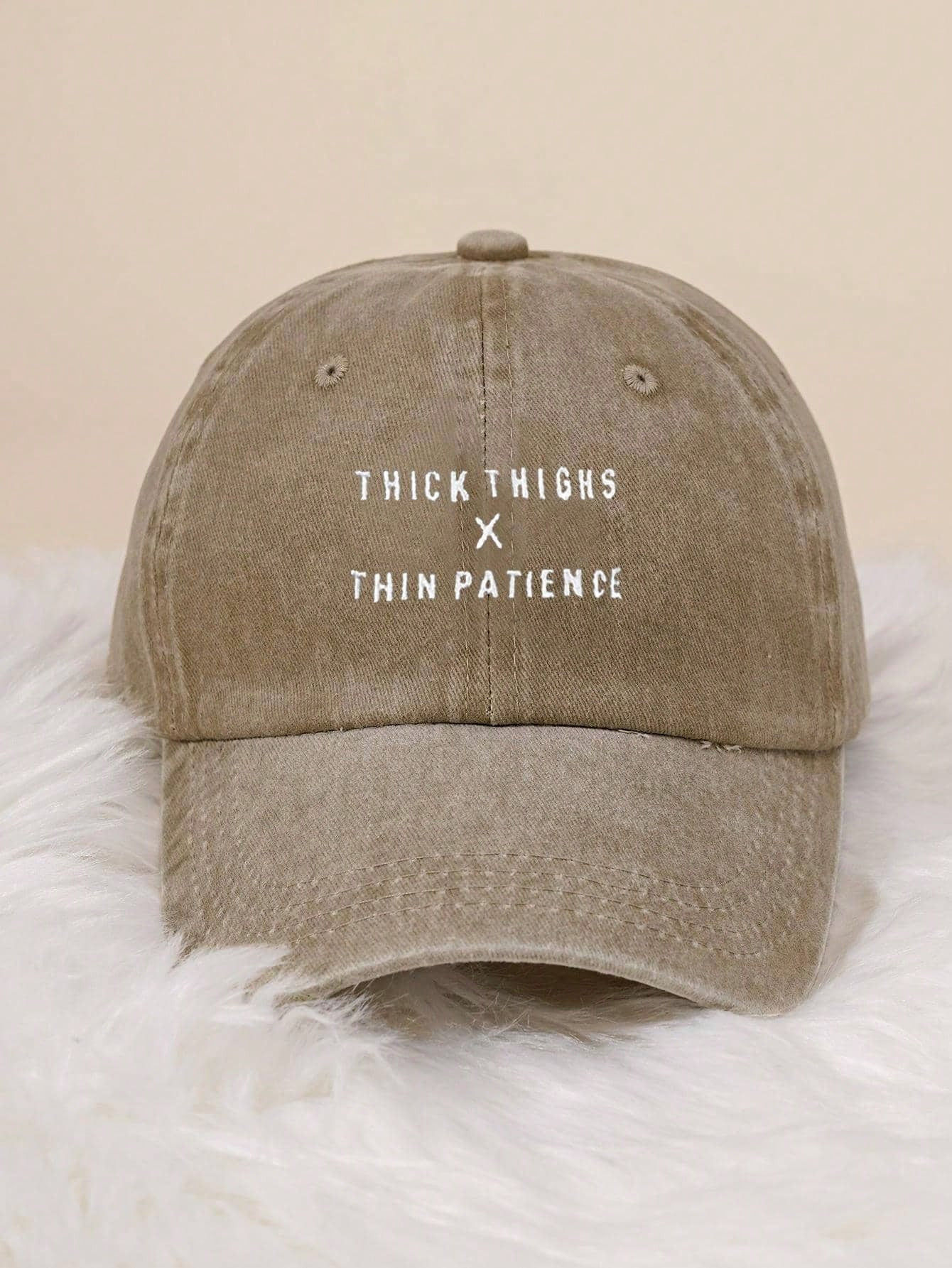 TrendsUnisex Embroidered THICK THIGHSX THIN PATIENCE Washed Baseball Cap, Outdoor Adjustable Casu... | SHEIN