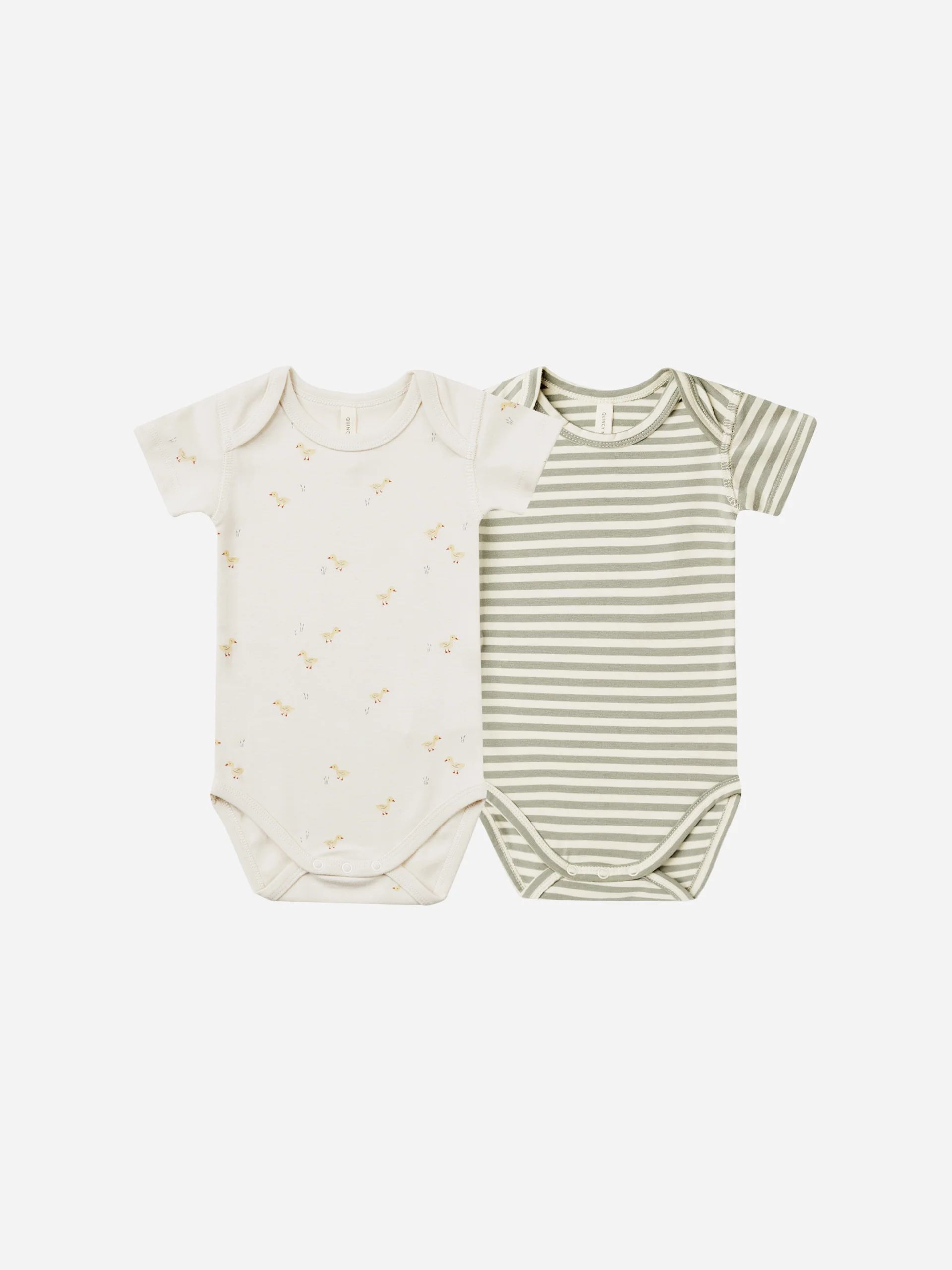 Short Sleeve Bodysuit, Pack || Ducks, Sage Stripe | Rylee + Cru