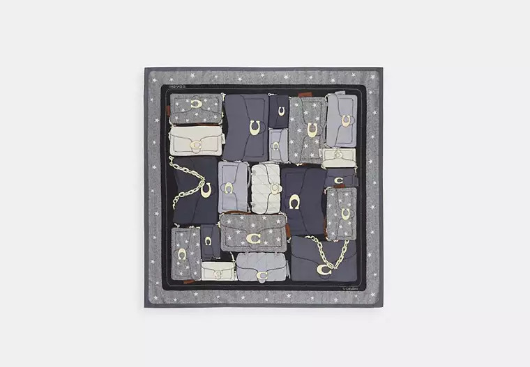Coach Stacked Tabby Star Print Silk Square Scarf - Women's - Black | Coach (US)