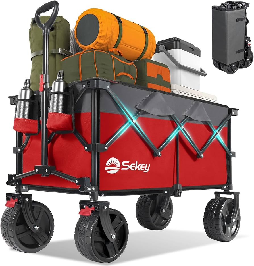Sekey 220L Beach Wagon, 330 lb Capacity, Foldable, 8 in Wide Wheels | Amazon (US)