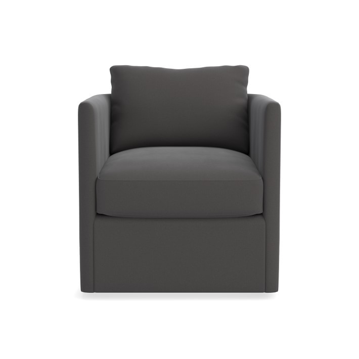 Naples Swivel Chair, Signature Velvet, Grey Cloud | Williams-Sonoma