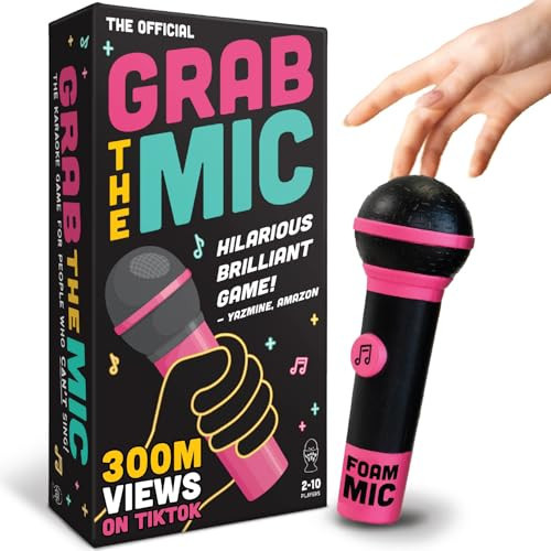 Lucky Egg Official Grab The Mic – Family Karaoke Board Game, 8+ Year Olds, 2-10 Players - Games for Bad Singers with 250 Lyrics (125 Cards) for Hilarious Game Nights & Birthday Party, Kids Gift | Amazon (US)