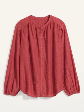 Oversized Embroidered Button-Front Poet Blouse for Women | Old Navy (US)