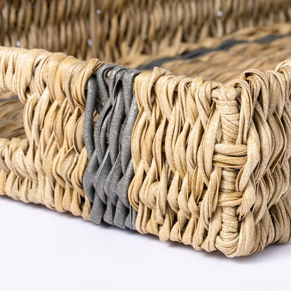 Manmade Outdoor Wicker Tray Gray Stripes - Threshold™ designed with Studio McGee | Target