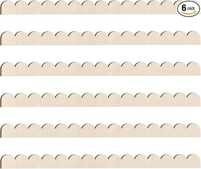 6 Pack Unfinished Scalloped Decorative Wood Trim Scalloped Edge Decorative Wood Molding Cute DIY ... | Amazon (US)