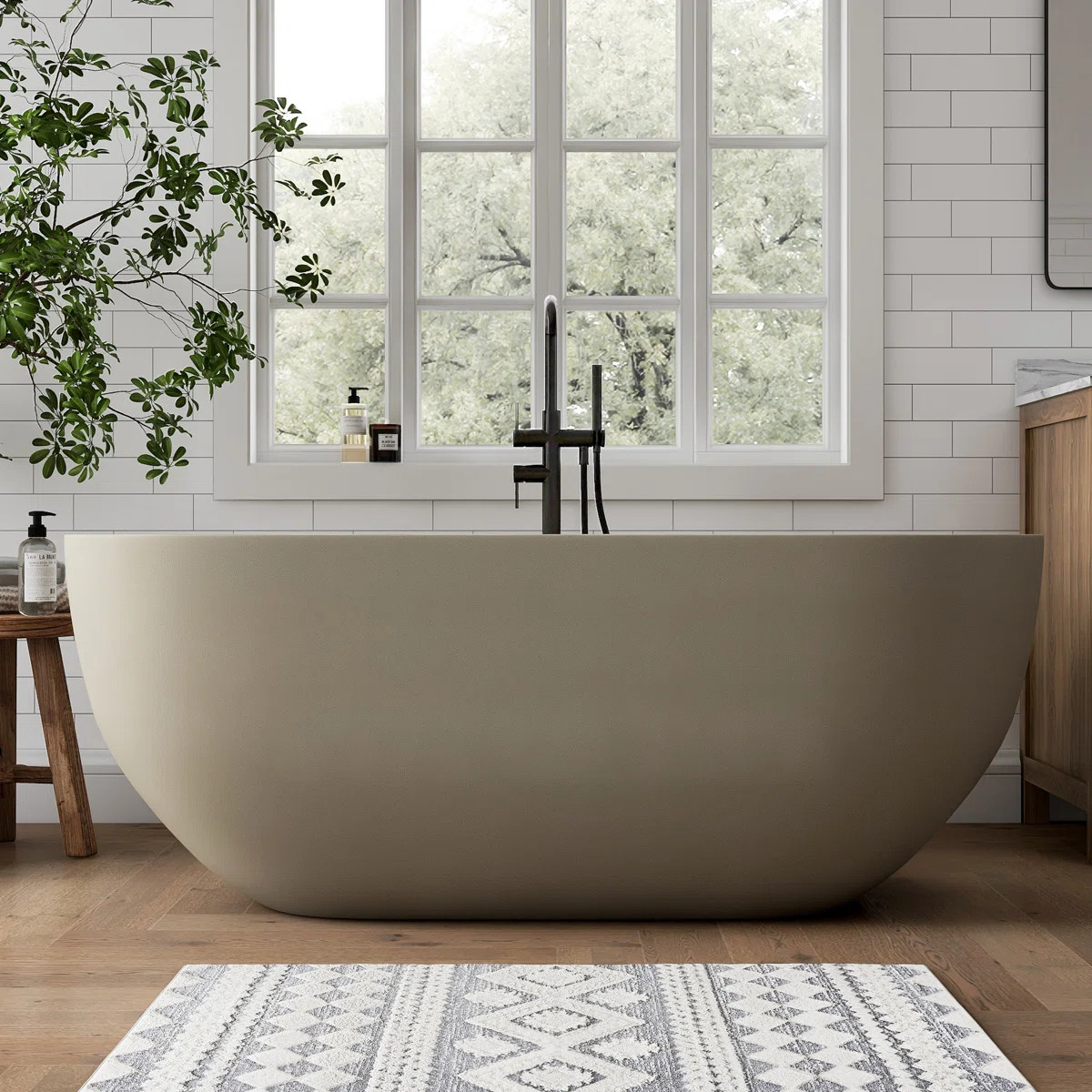 63'' x 31'' Concrete Freestanding Solid Surface Outdoor Soaking Stone Bathtub Terrazzo SMS07-RGRE... | Wayfair North America