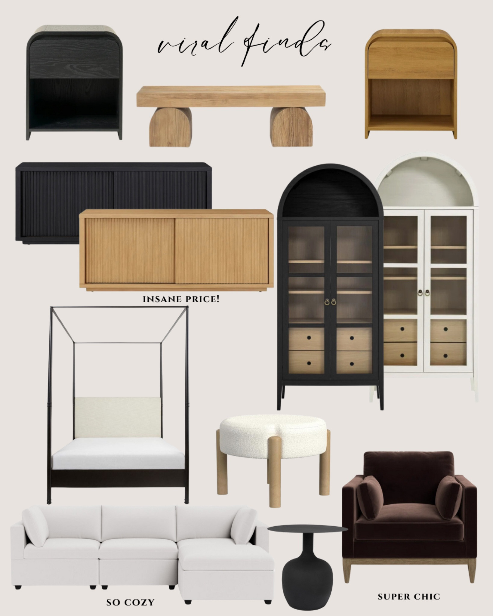 Viral finds. Modern. Home decor. Side table. Bench. Console. Book shelf. Poster bed. Sectional. Velvet accent chair. Stool  

#LTKHome #LTKSeasonal #LTKFindsUnder100