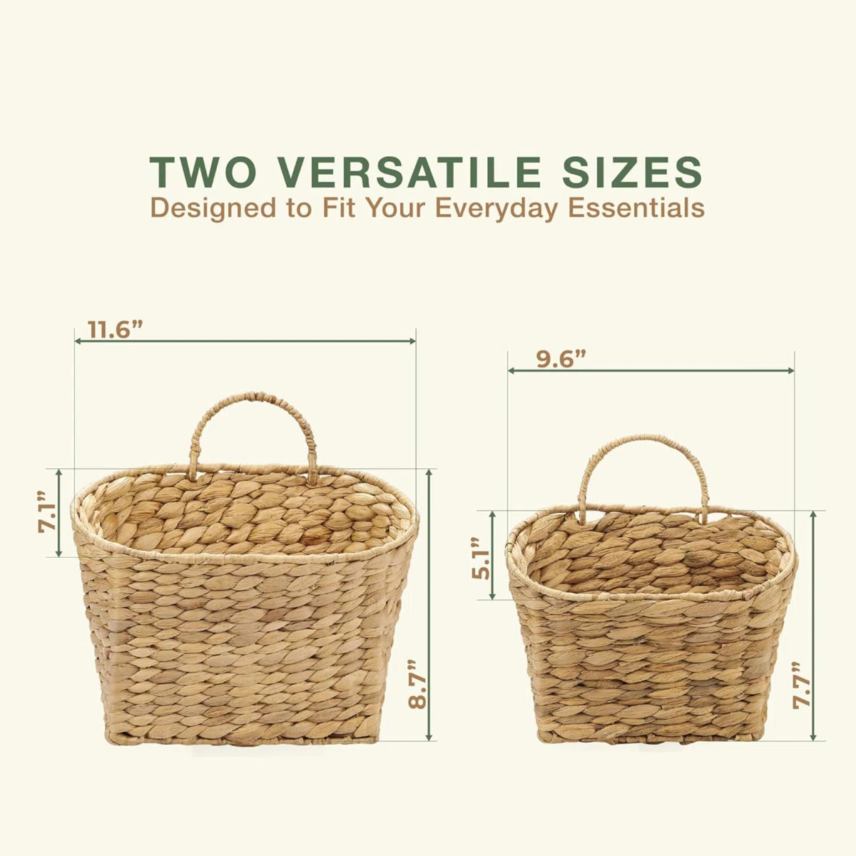 Set Of 2 Wicker Hanging Basket For Organizing, Front Door, Mail, Flowers - Woven Wall Baskets For... | Wayfair North America
