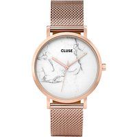 CLUSE CL40007 Women's La Roche Mesh Bracelet Strap Watch, Rose Gold/Marble | John Lewis UK