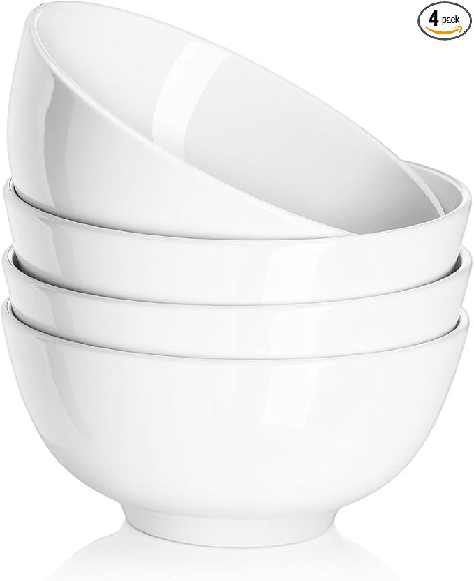 DOWAN 22 OZ White Ceramic Bowls Set of 4 - Perfect for Soup Bowls for Kitchen, Cereal Bowl, Ramen... | Amazon (US)