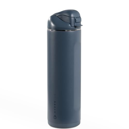 HydroJug Ease2o Water Bottle with Straw & Chug Lid, Stainless Steel, Vented Cap to Help Reduce Pressure, Water-Level Window, Cup Holder Friendly, Non-Slip Base – 24oz, Cascade | Amazon (US)