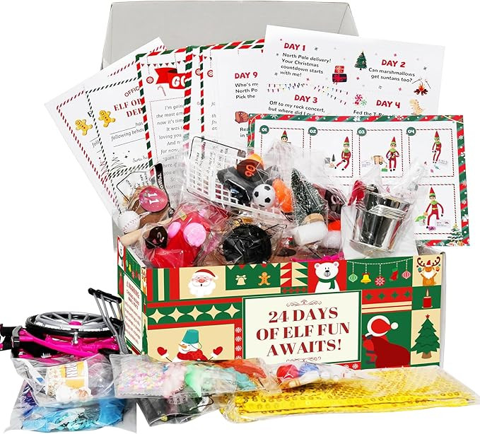 Elf Kit 24 Days of Christmas 2025 Interactive Daily Surprise Scenes Accessories & Idea Kits Elabo... | Amazon (US)