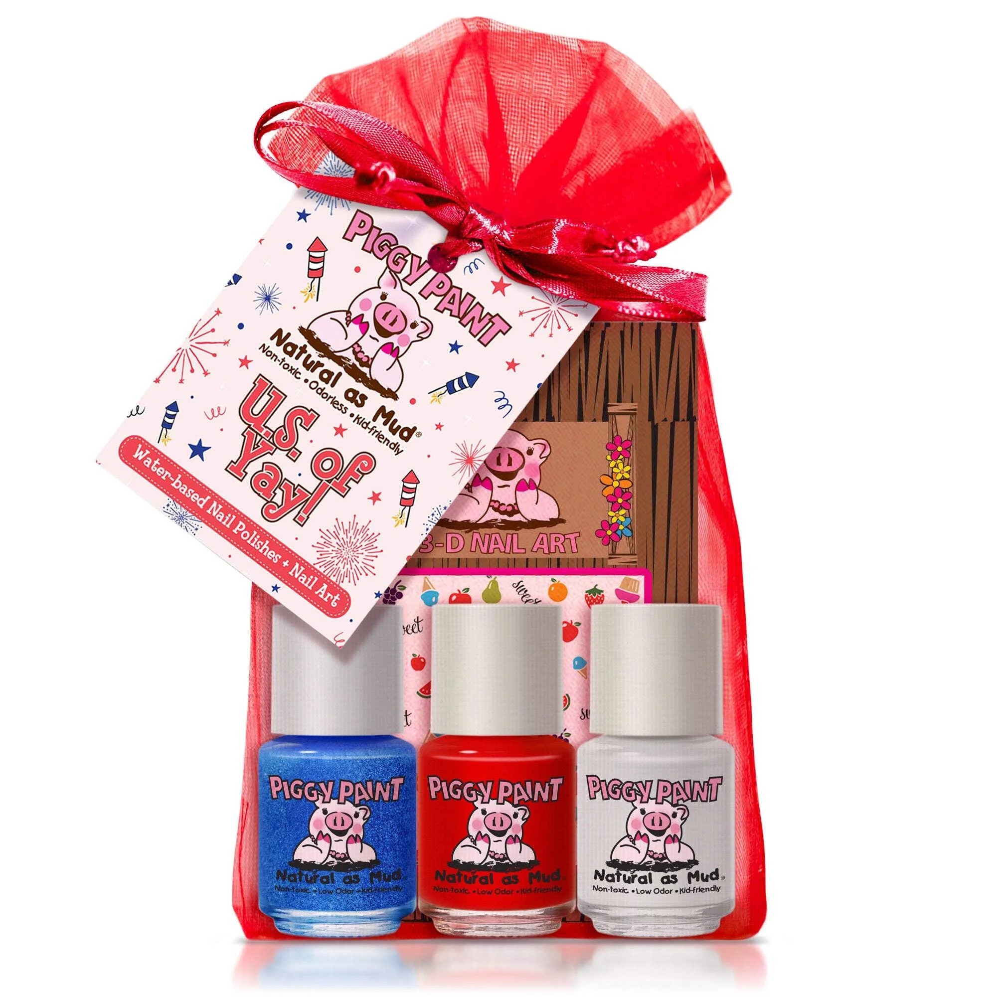 Piggy Paint U.S. of YAY! Gift Set, 4 Patriotic Nail Polishes for Kids & Nail Art - Walmart.com | Walmart (US)
