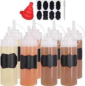 Belinlen 8 Pack 12 oz Plastic Squeeze Squirt Condiment Bottles with Twist On Cap Lids - Perfect f... | Amazon (US)