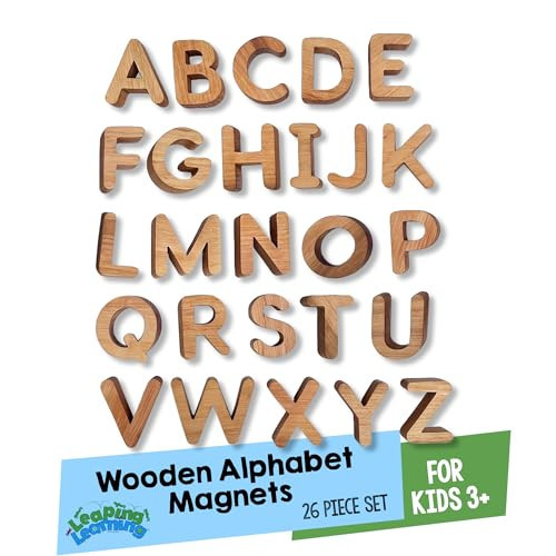 LEAPING LEARNING Wooden Letters Small Alphabet Magnets for Kids Supplies, Learning Must-Haves for Home/Classroom Use, Magnets for Refrigerator & School Board, Toys for Kids 3+ | Amazon (US)