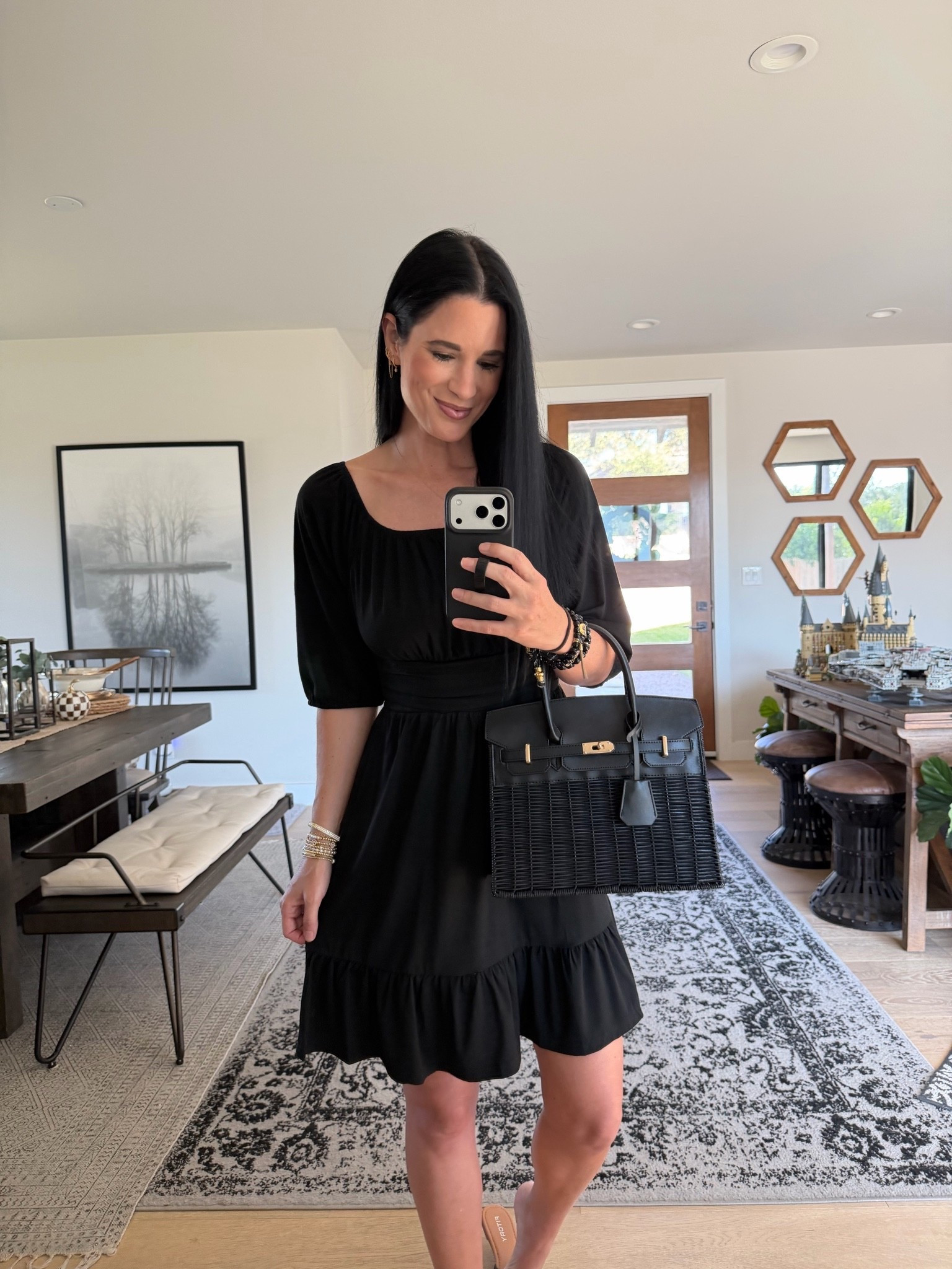 Here’s another way to wear the same dress I just shared. This is such a cute mini dress to transition into fall. I’m wearing a size small.

My handbag is 20% off with code 20ASHLEY