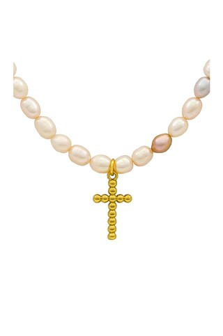 Rice Pearl & Cross Necklace
                    
                    Joy Dravecky Jewelry | Revolve Clothing (Global)