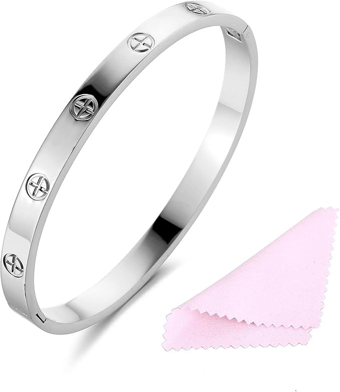 YCSLYW Women's Stainless Steel Bracelet Jewelry Crystal Bracelet With Cube Zircon Hinge Jewelry o... | Amazon (US)