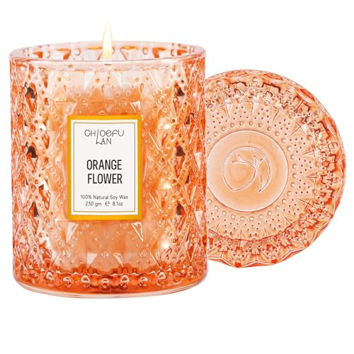 Chloefu LAN Orange Blossom Candle, Natural Soy Scented Candles for Stress Relief, Holiday Candle Gifts, 55 Hours Smokeless Long Lasting Burning, Great Gift for Women & Men | Amazon (US)