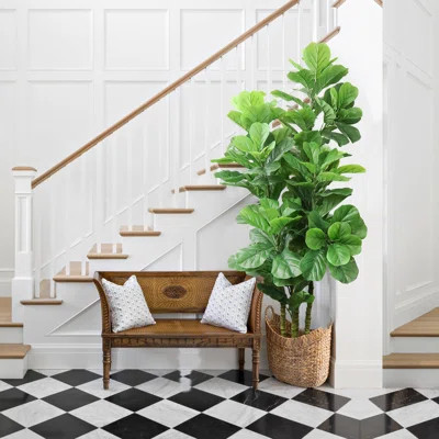 Artificial Fiddle Leaf Fig Tree in Pot Faux Fiddle Leaf Fig Tree Large Artificial Tree for Indoor Outdoor House Living Room Office Modern Decoration | Wayfair North America