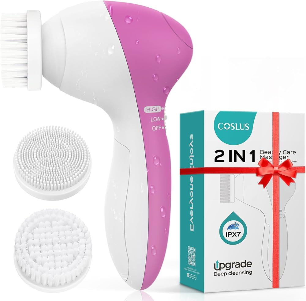 COSLUS Facial Cleansing Brush Silicone Face Scrubber: 2 in1 FBS-D Electric Exfoliating Device Wat... | Amazon (US)