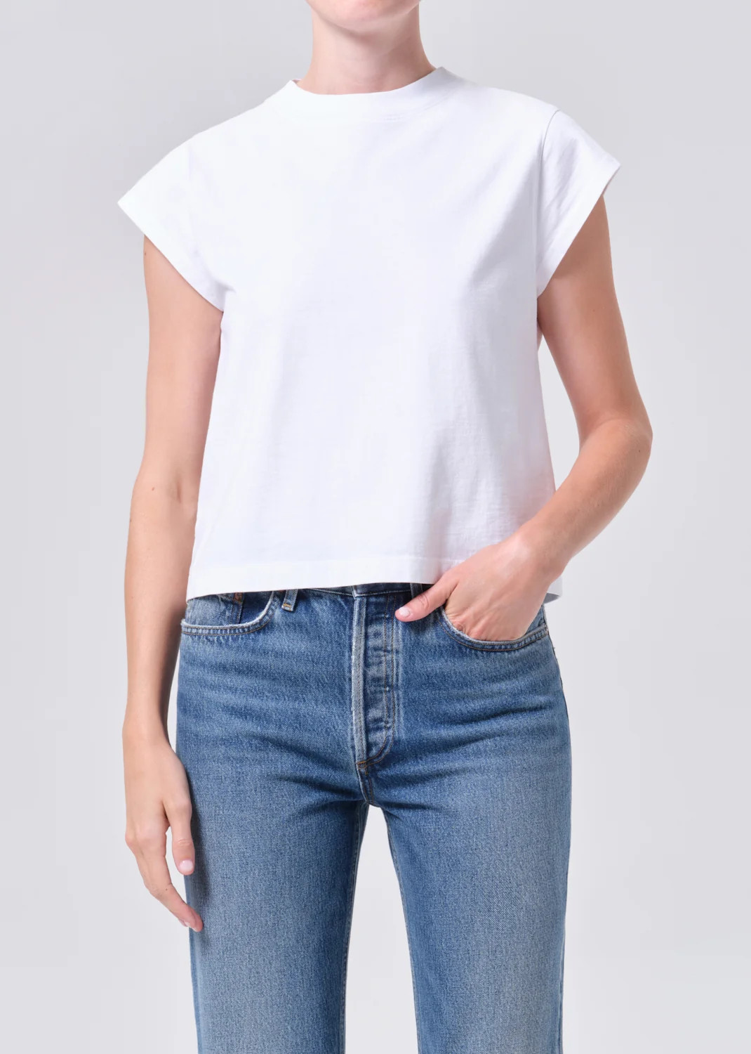 Bryce Cap Sleeve Tee in White | AGOLDE