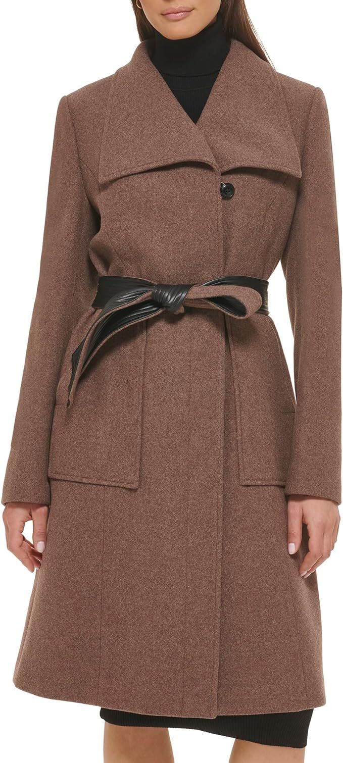 Cole Haan Women's Belted Coat Wool with Cuff Details | Amazon (US)