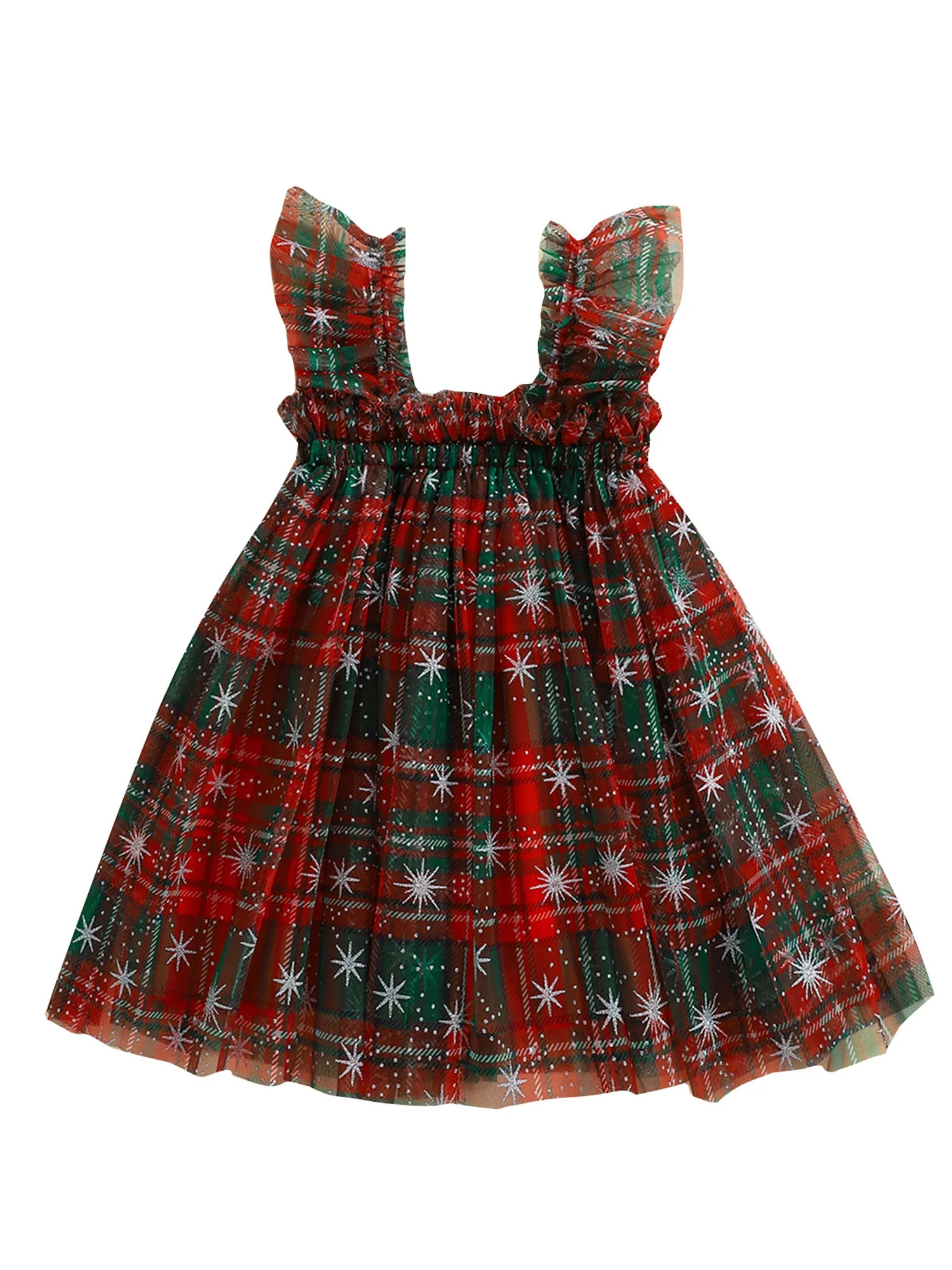 Baby Girls Christmas Tulle Dress, Sleeveless Strapless Dress Candy Cane/Plaid Tutu Dress Toddler ... | Walmart (US)