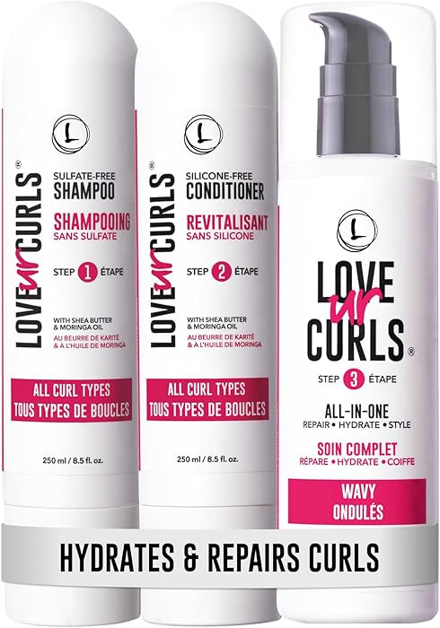 Love Ur Curls - Shampoo & Conditioner Set with All in One Curl Cream Styler for Wavy Hair, 3 Step... | Amazon (US)