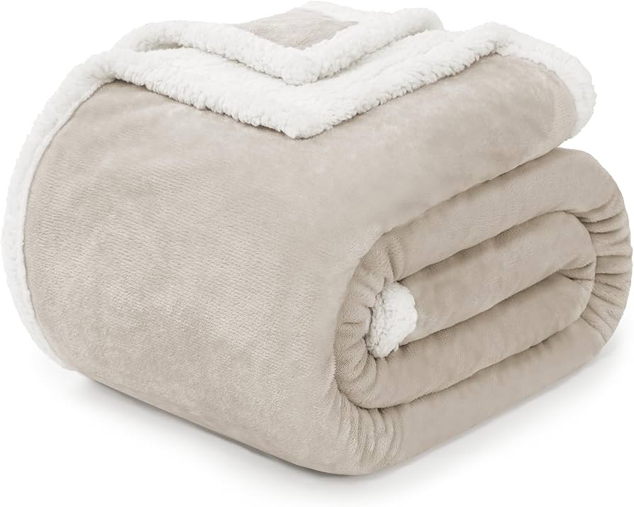 BEAUTEX Sherpa Beige Cream Fleece Throw Blankets, Soft Fluffy Flannel Plush Blanket and Throw, Fu... | Amazon (US)