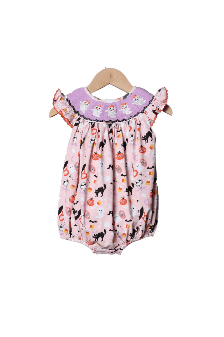 Smocked Spooky Season Pink Bubble | The Smocked Flamingo