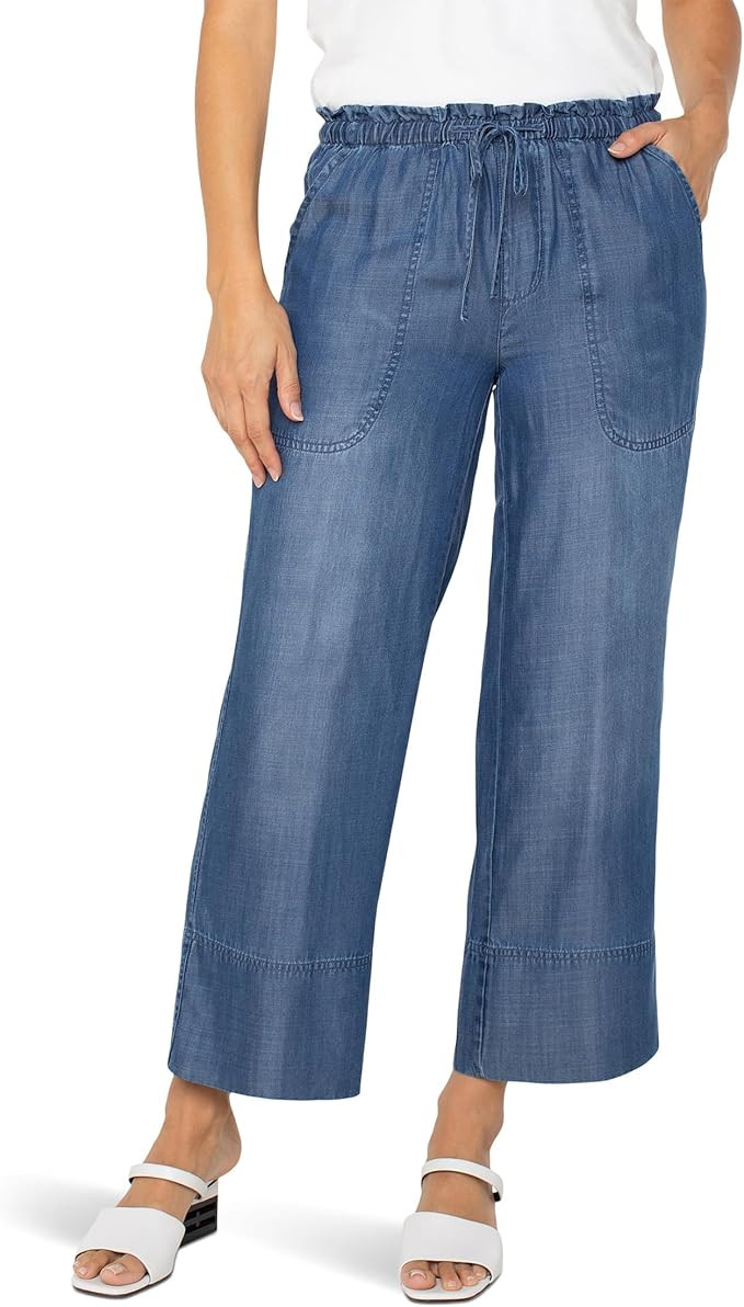 Liverpool Women's Mid-Rise Pull-on Tie Waist Wide Leg Ankle Pants | Amazon (US)