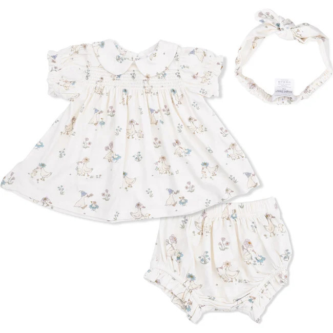 Angel Dear | Flower Ducklings, Smocked Dress Set w/ Headband (Multicolor, Size 18-24M) | Maisonette | Maisonette