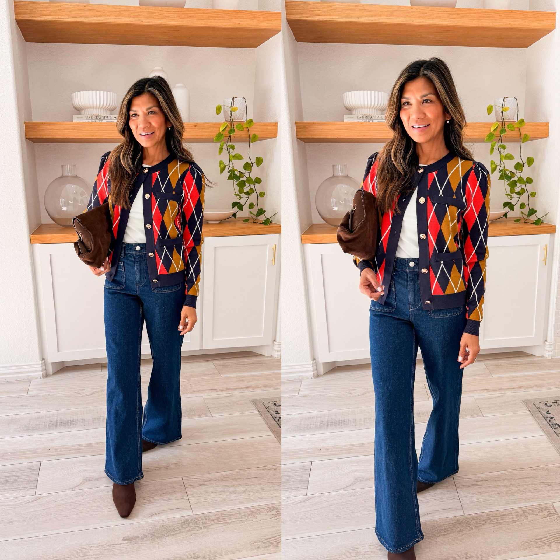 I’m 5’2” 118#ish for reference 
Jeans in size 2 tts short length-come in length options.
Cardigan in XS tts.
Heeled Myles size down. 
Coach Bag is the Dark Chocolate.
Walmart style, Walmart Finds, fall outfit, fall fashion, jeans, petite friendly, over 50 style, midlife fashion, petite fashion,midlife women, affordable fashion, fashion over40

#LTKOver40 #LTKPetite #LTKmomlife