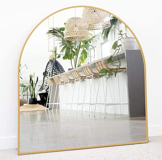 Amazon.com: Gold Arched Mirror, 33" x 31" Inches - Gold Bathroom Mirror for Wall - Perfect for La... | Amazon (US)