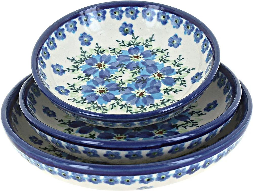 Blue Rose Polish Pottery Kalina 3 Piece Shallow Dish Set | Amazon (US)