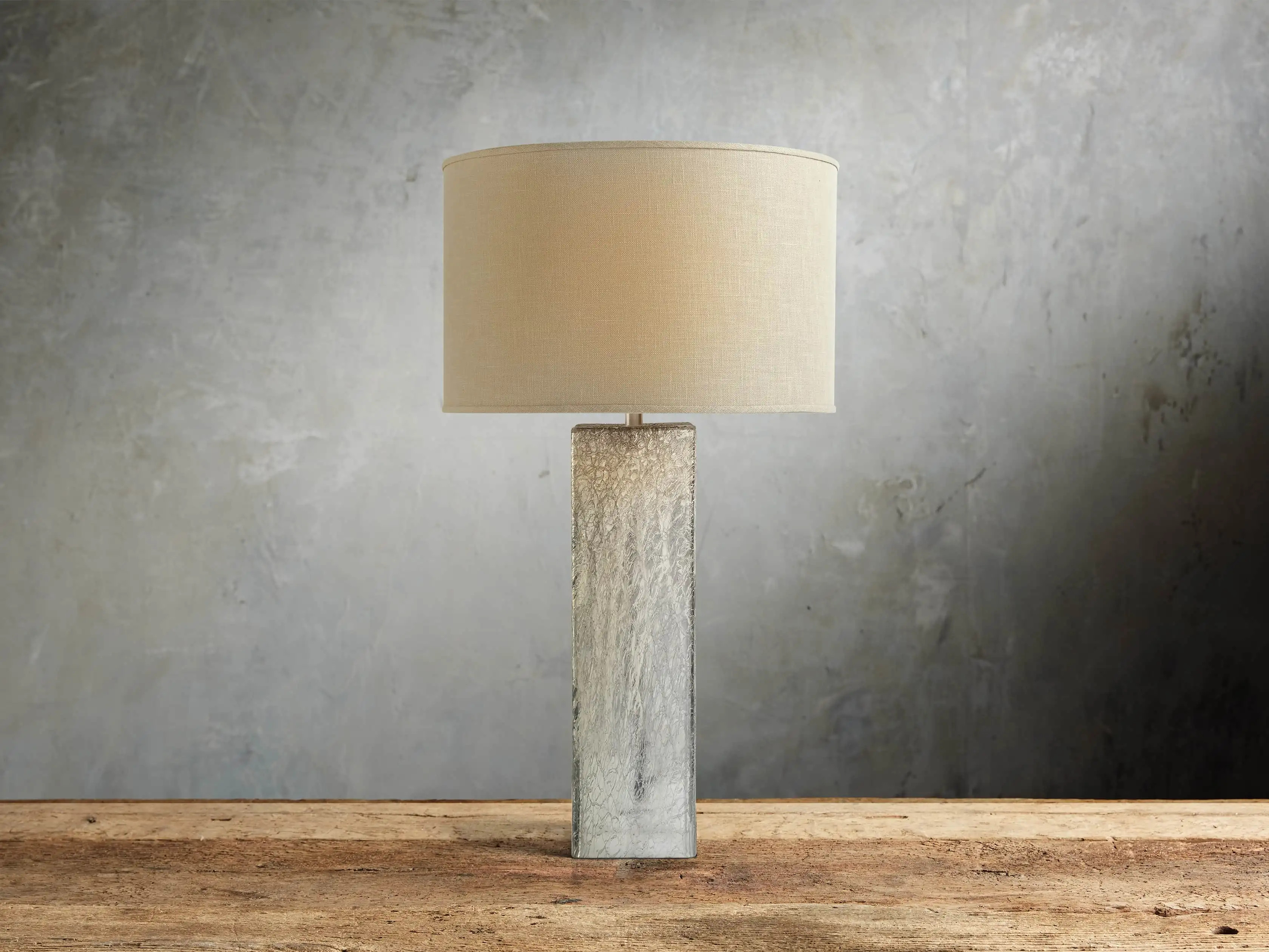 Adrano Table Lamp in Silver With Natural Shade | Arhaus | Arhaus