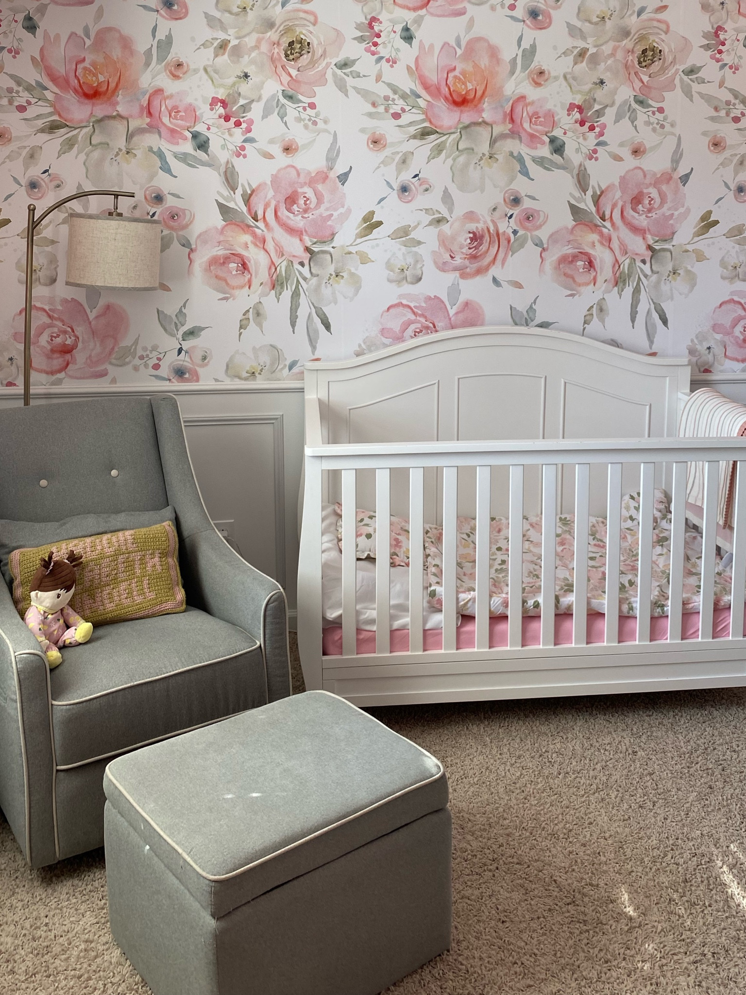 Baby girl nursery 

#peelandstickwallpaper #babygirlnursery #babynursery #girlroom #whitecrib #floorlamp #nirseryrocker #babygirlroom #floralwallpaper #etsyfinds 

#LTKStyleTip #LTKHome #LTKBaby