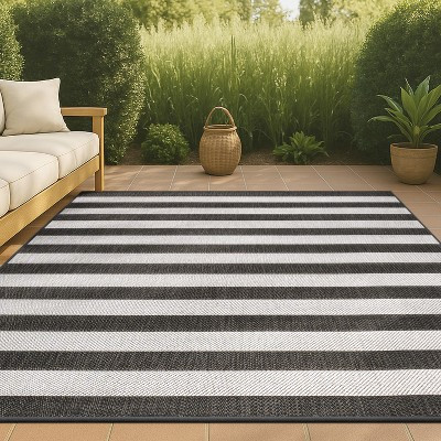 JONATHAN Y Negril Two-Tone Wide Stripe Black/Cream 3 ft. x 5 ft. Indoor/Outdoor Area Rug, Non-Shedding, Easy-Clean | Target