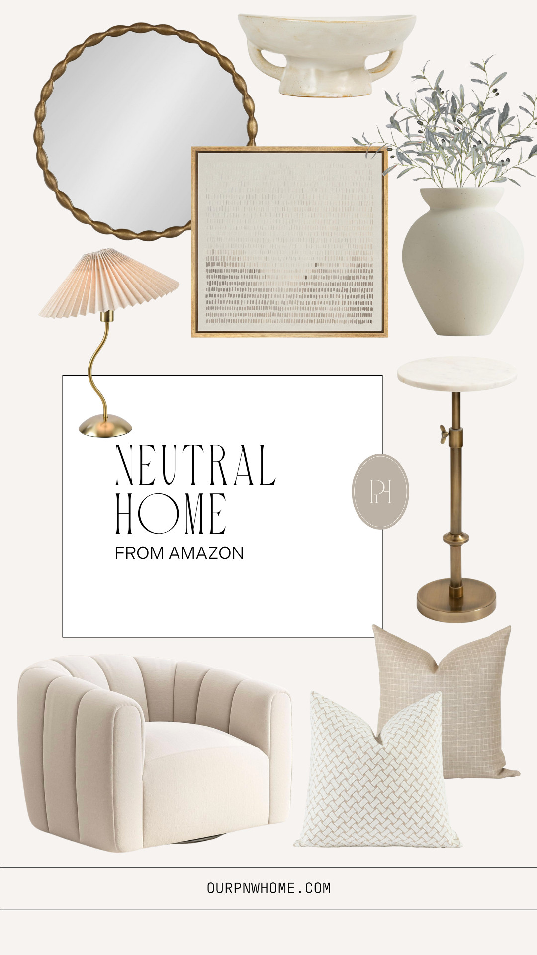Chic neutral home finds from Amazon!

home decor, home accents, white accent chair, ivory armchair, neutral throw pillows, white accent pillow, beige throw pillows, white and gold end table, cocktail table, accent table, side table, round wall mirror, brass framed mirror, gold wall mirror, neutral artwork, neutral wall art, white vase, faux olive stems, greenery stems, spring home, spring stems, white bowl, accent bowl, gold lamp, table lamp, brass lamp 

 #LTKSeasonal #LTKHome