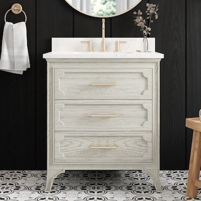 allen + roth  Helena 30-in Sandstorm Undermount Single Sink Bathroom Vanity with Calacatta Engineere | Lowe's