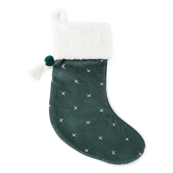 new!North Pole Trading Co. 20" Green Velvet Embroidered Christmas Stocking | JCPenney