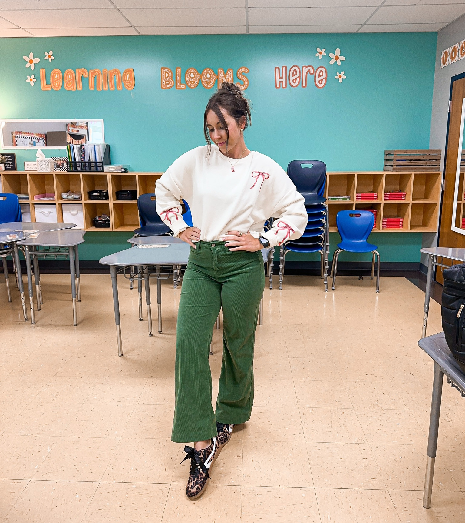 Cute & comfy teacher style 🎀🐆💚

#LTKBeauty #LTKWorkwear #LTKFindsUnder50